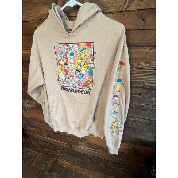 Nickelodeon Beige Hoodie with Cartoon Character.- Size Small - Picture 2 of 8